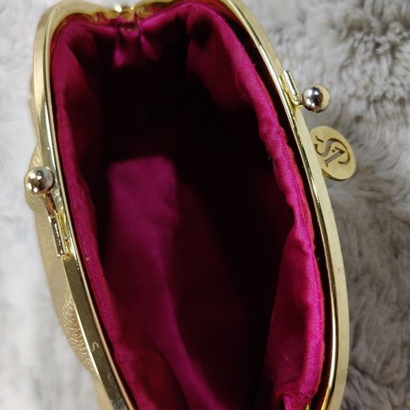 Victoria Secret Leather Metallic Gold Kisslock Mini Purse Wallet - Picture 5 of 9